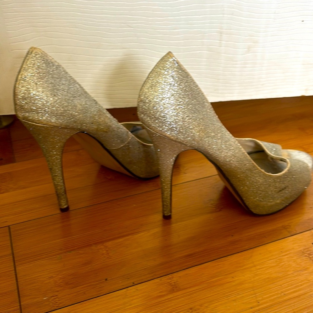 Silver glitter stiletto pumps size 8